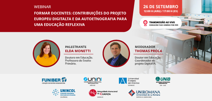 FUNIBER organiza o webinar “Formação de professores: contribuições do projeto europeu DigitalTA e da autoetnografia para a educação reflexiva”