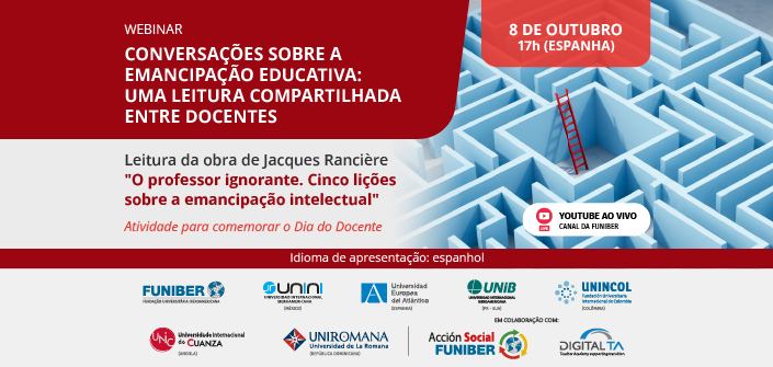 UNEATLANTICO organiza o webinar “Conversações sobre a emancipação educativa: uma leitura compartilhada entre docentes”